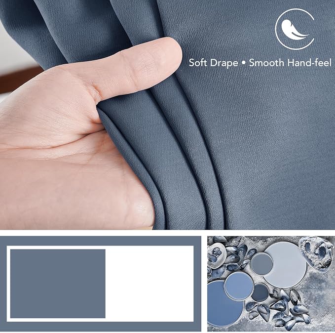 Deconovo Blackout Curtains, Thermal Insulated, W42 x L72 2 Panels, Back Tab - Image 7