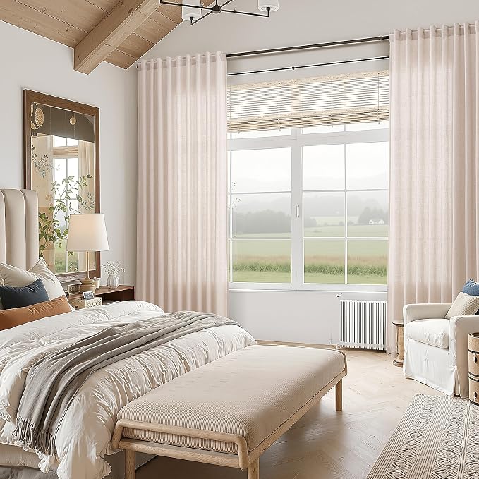 Nanspring Natural White Linen Curtains 90 Inches Long - Image 7