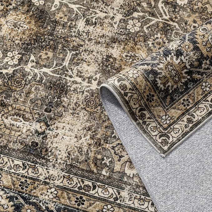 PureCozy Brown Runner Rug 2'6"x14' Vintage Area Carpet Hallway Long Indoor - Image 8