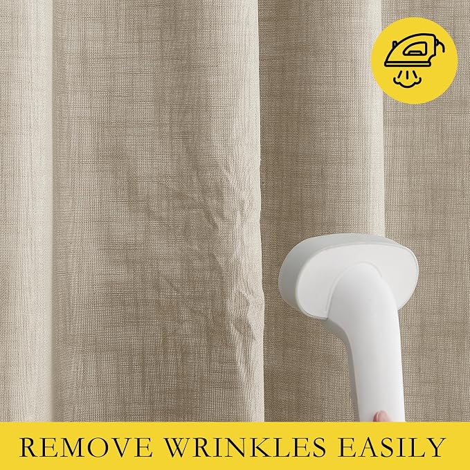 NICETOWN Taupe 100% Blackout Linen Curtains 45 inch Long Burg, Farmhouse Thick - Image 7