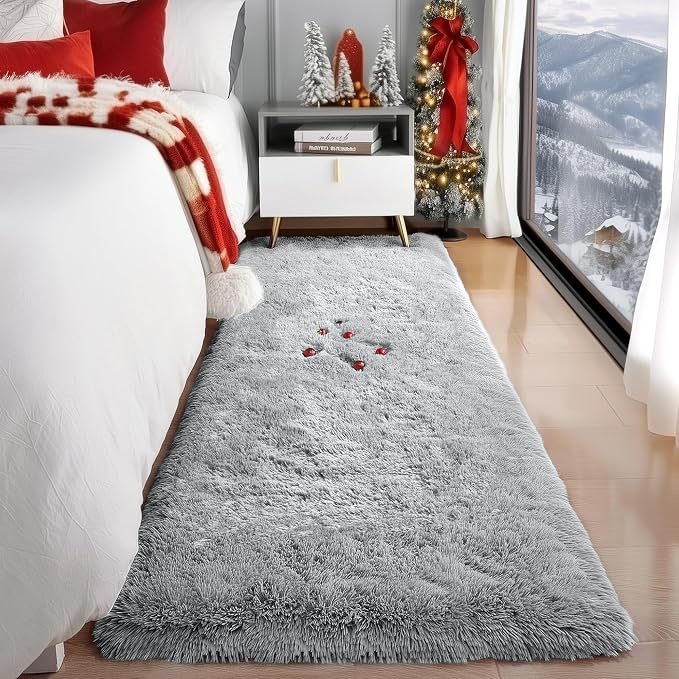 PAGISOFE Grey Runner Rugs for Hallway 2x6 Ft, Super Soft Fluffy Rug Home Decor by PAGISOFE