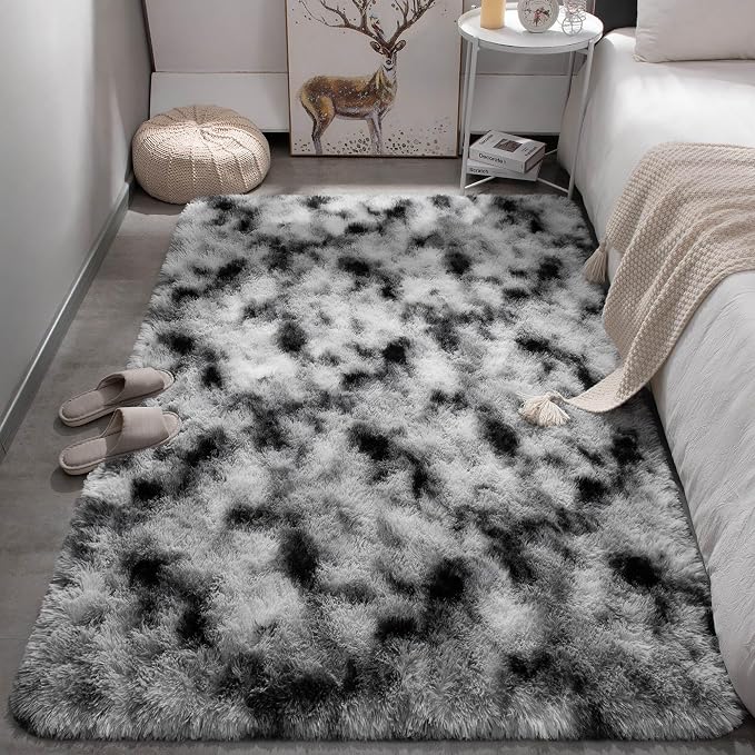 Meralax Tie-Dyed White and Black Rugs - Image 3