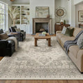 PureCozy 8x10 Washable Area Rug Beige Grey Vintage Distressed Large Rug by PureCozy