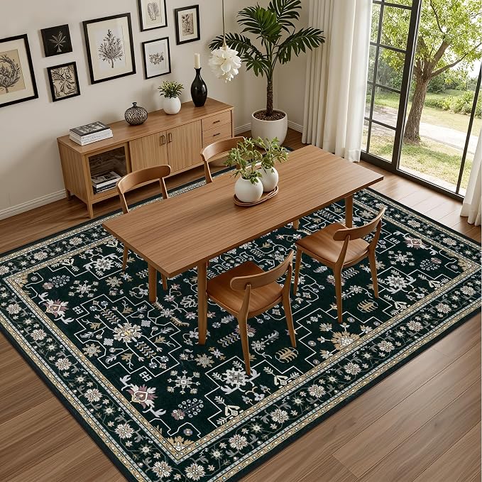Area Rugs 10x12 Living Room Rug: Washable Rug Soft Vintage Boho Medallion - Image 4