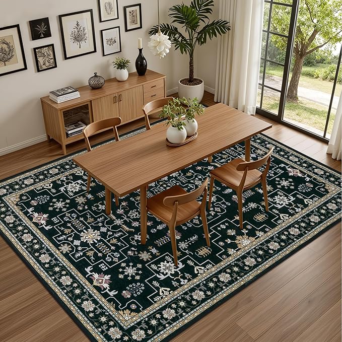 3x5 Area Rugs Living Room Rug: Washable Vintage Boho Medallion Rug No Slip - Image 4
