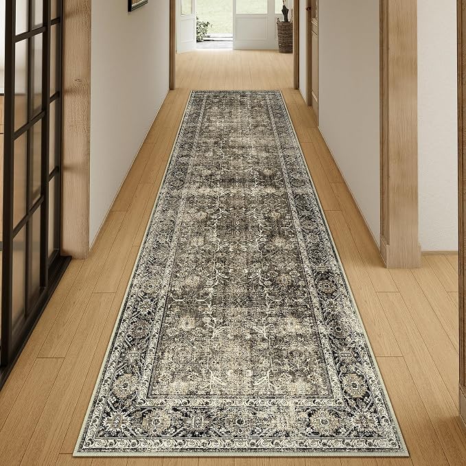 PureCozy Brown Runner Rug 3x8 Vintage Area Carpet Hallway Long Indoor Kitchen - Image 6