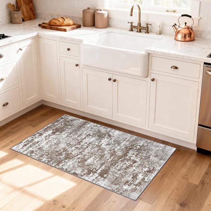 Runners for Hallways Ultra Non-Slip 2x4 Washable Kitchen Rug Abstract Tear and - Image 7