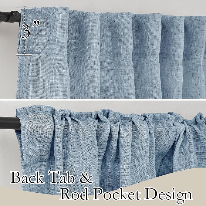RYB HOME Semi Sheer Curtains 63 inch Length, Light Filtering Airy Privacy - Image 3