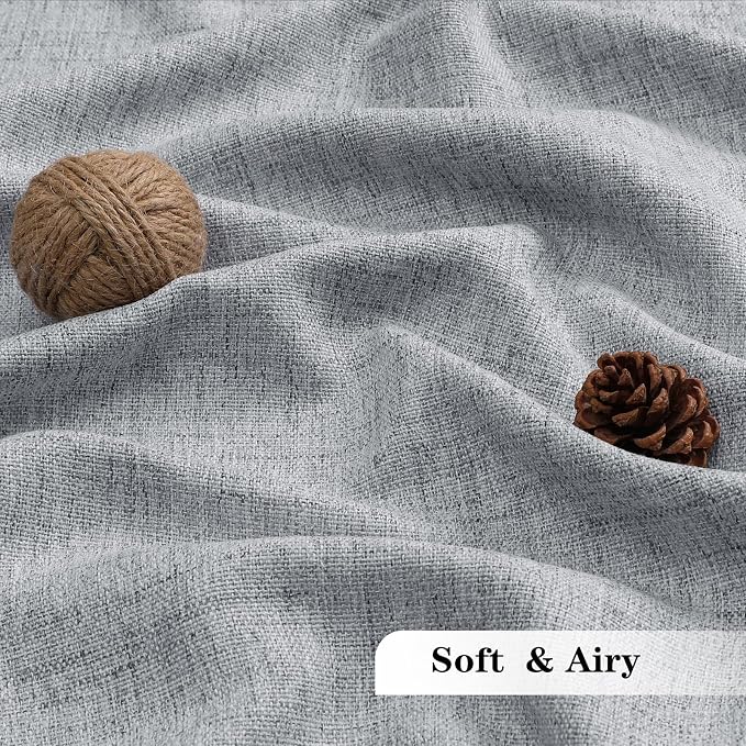 Chyhomenyc Gray Valance for Windows, Light Filtering Faux Linen Slub Textured - Image 6