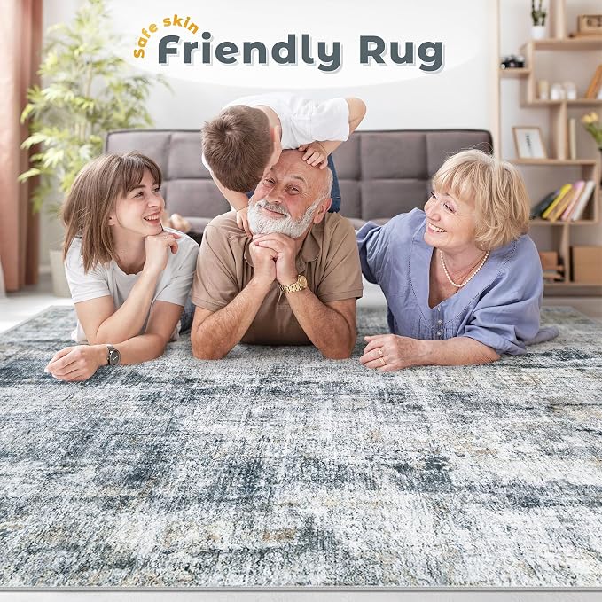 8x10 Area Rug for Living Room: Washable Abstract Soft Rugs Non Slip Modern - Image 6