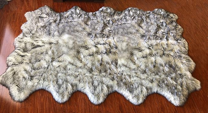 Free Shape Luxury Soft Fluffy Shag Area Rug Decto 10 Pelts 6'x10', 180x300cm by LAMBZYRUGS