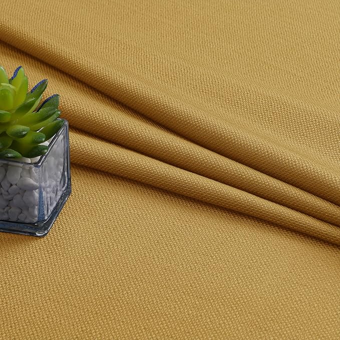 Chyhomenyc 2 Panels Gold Kitchen Curtains 36 Inch Length, Faux Linen Textured - Image 9