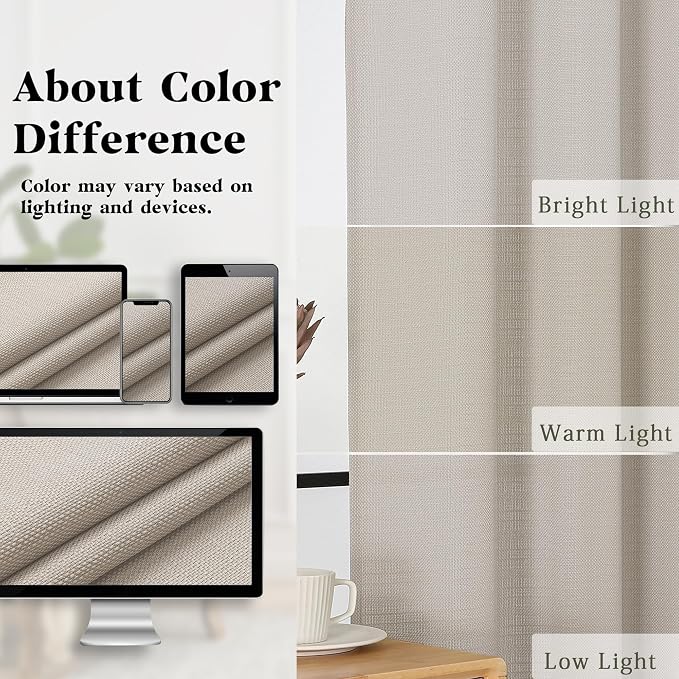 Gwine Valance Curtain, Light Filtering Faux Linen Textured Valance Kitchen - Image 6