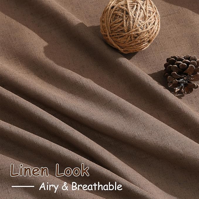 Nanspring Caramel Brown Linen Curtains 63 Inches Length 2 Panels Set - Image 5