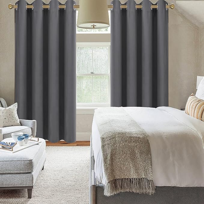 Diraysid Grey Grommet Blackout Curtains - Image 4