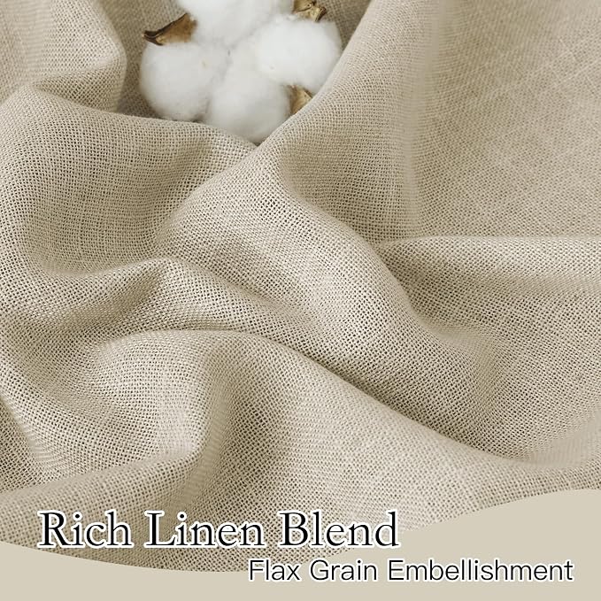 RYB HOME Linen Look Sheer Curtains 70 inch Wide, Privacy Light Filtering Panels - Image 3