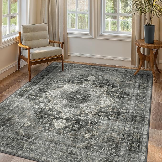 GENIMO 5x7 Area Rugs for Living Room, Machine Washable Non Slip Vintage Rugs by GENIMO