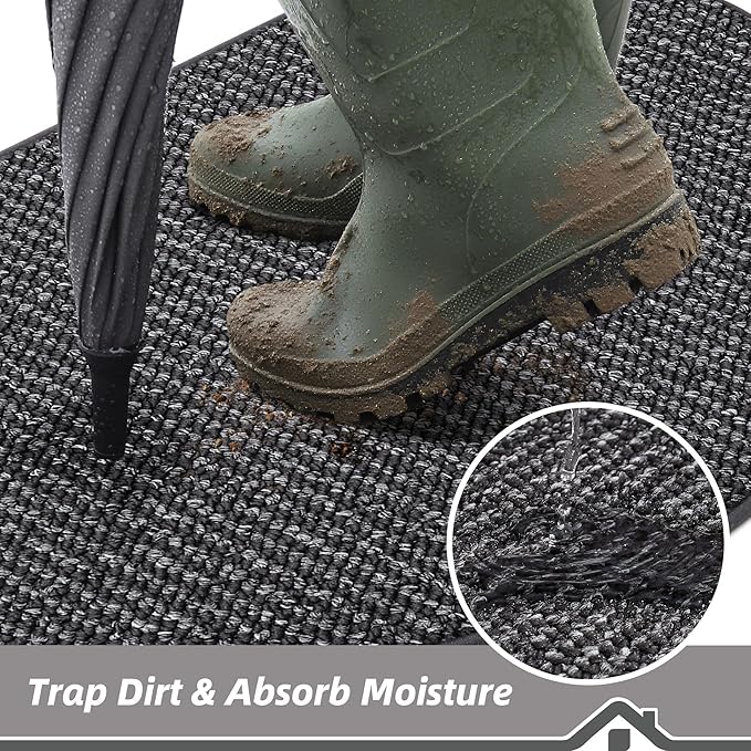 BEQHAUSE Dirt Trapper Door Mat 26" x 40" Half Circle Non-Slip Washable Doormats - Image 3