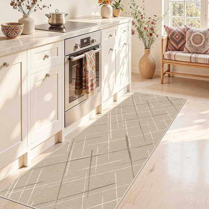 Kitchen Rugs Ultra Non-Slip 2.6x8 Washable Runner Rug Modern Tear and Stain by TTelephant