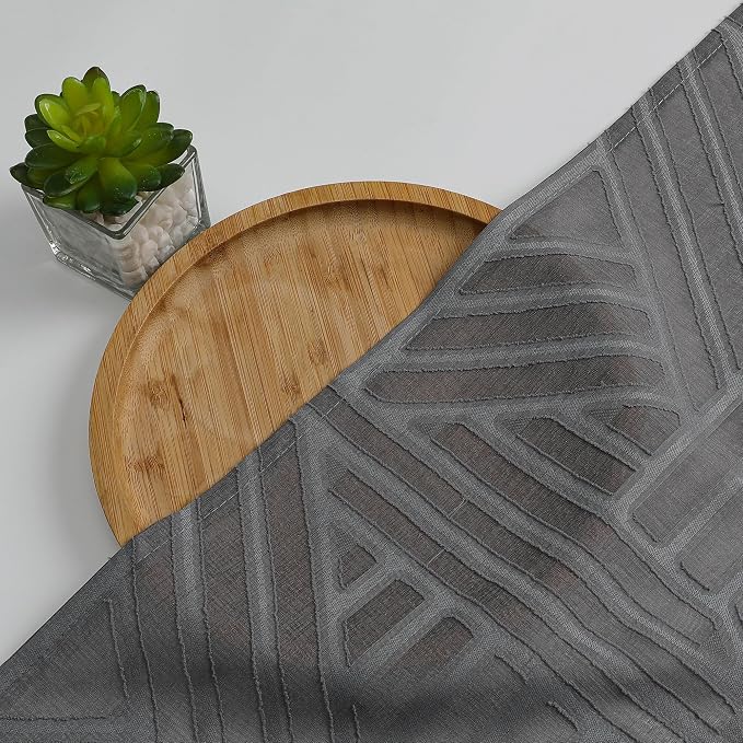 Simplebrand Semi Sheer Charcoal Grey Curtains 36 Inch Length 2 Panels, - Image 7