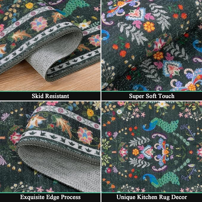 HEBE Washable Kitchen Rugs Sets of 3, Non Slip Absorbent Kitchen Rugs and Mats - Image 3
