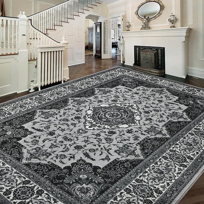 Area Rug for Living Room, 8x10Ft Machine Washable Large Grey Rugs for Dining - Image 3