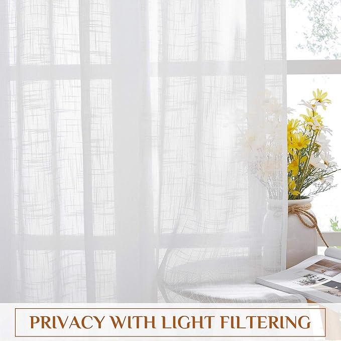 NICETOWN White Semi Sheer 90 inch Curtains - Image 7