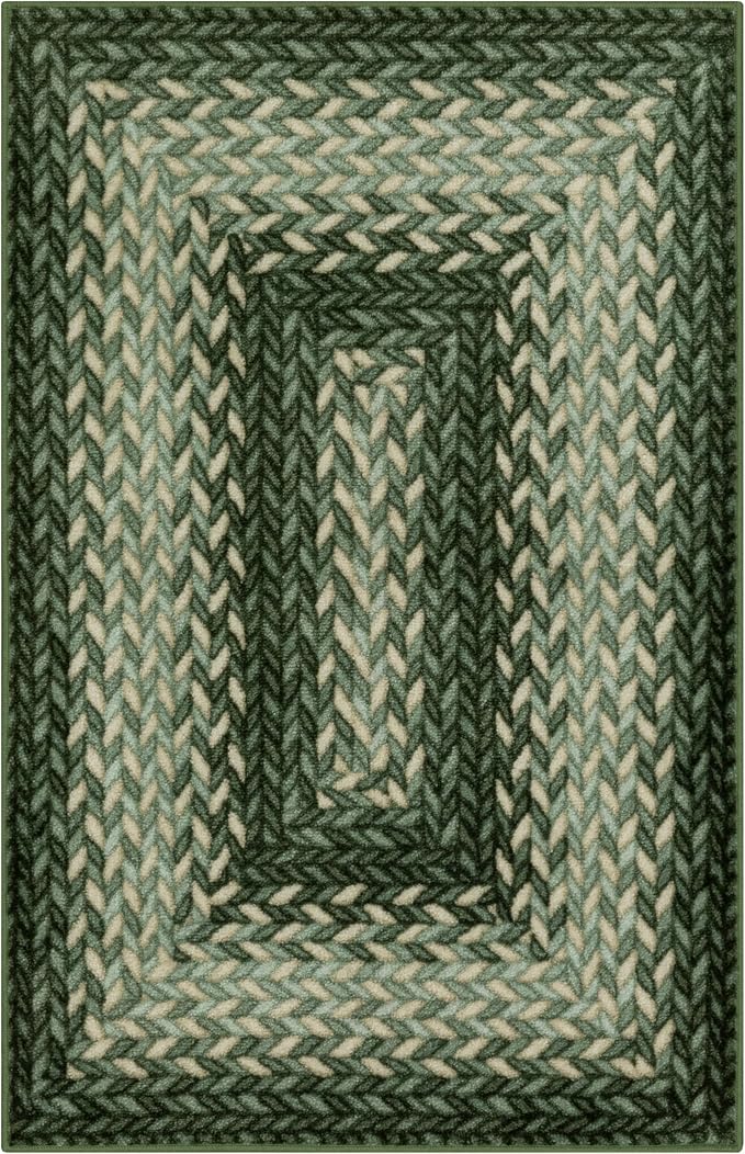 Maples Rugs Marion Bohemian Braided-Style Print Area Rug – Made in USA – by MaplesRugs