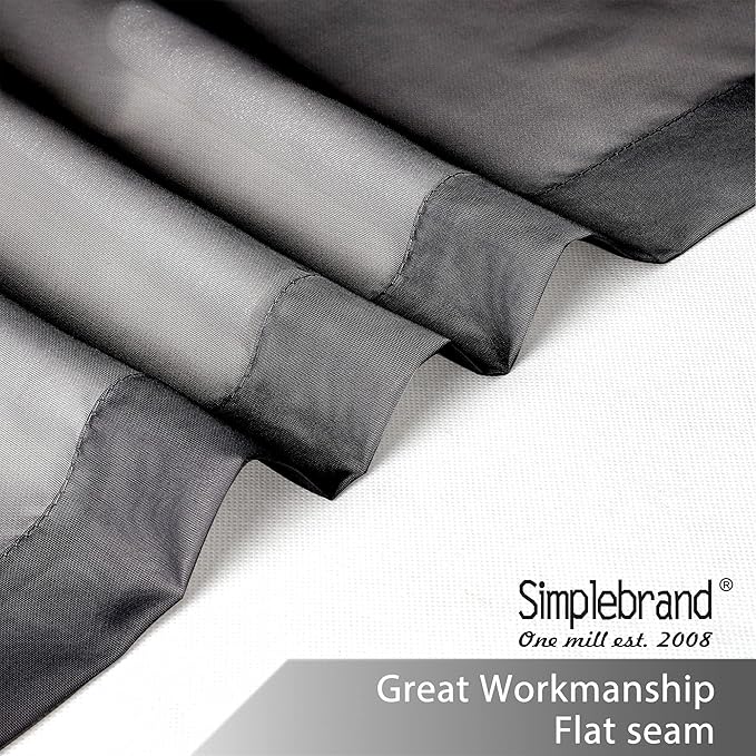 Simplebrand Black Sheer Curtains 63 Inch Length 2 Panels, Rod Pocket Solid - Image 6