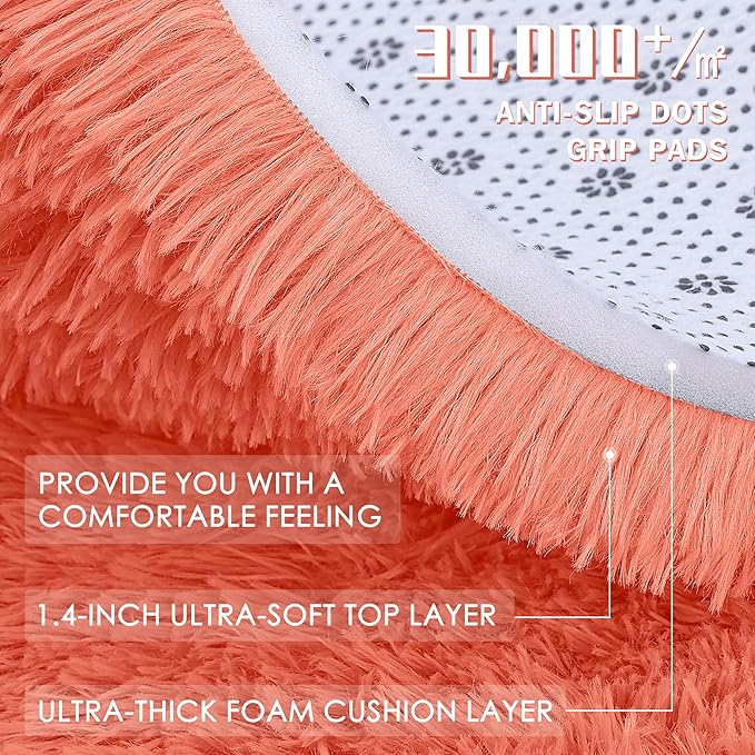 OLANLY 2x3 Machine Washable Small Bedside Rug, Soft Fluffy Shaggy Entryway - Image 5