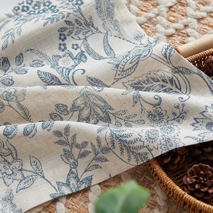 jinchan Linen Valance Curtain Farmhouse Floral Printed Small Window Curtain - Image 8