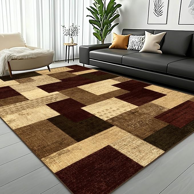 Modern Geometric Patchwork Indoor Area Rug - Image 5