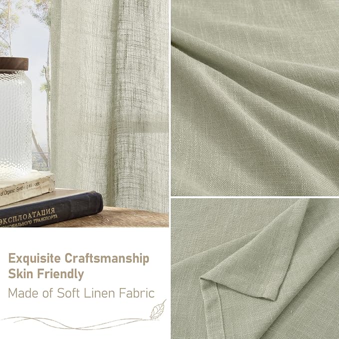 LAMIT 95 Inches Long Sheer Linen Curtains - Image 7