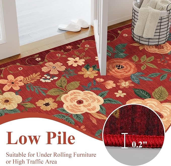 DUKINO 6x9 Area Rug, Floral Rugs - Image 6