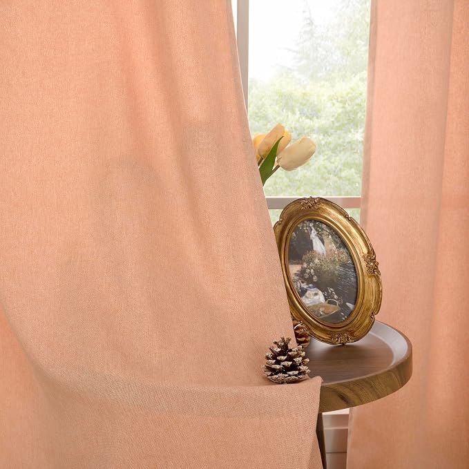 BGment Peach Linen Curtains 84 Inch Length - Image 8