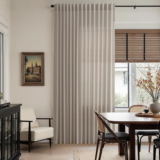 Nanspring Ecru Curtains for Living Room 72 Inches Long Linen Blend Luxury Light - Image 6