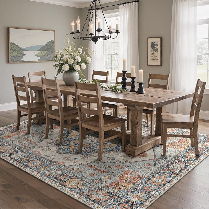 GENIMO 5x7 Area Rugs for Living Room, Machine Washable Non Slip Rugs, Low Pile - Image 8