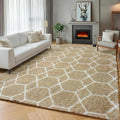 ONASAR Area Rugs for Bedroom Living Room, 4x6 Fluffy Beige and White Throw Rug by ONASAR