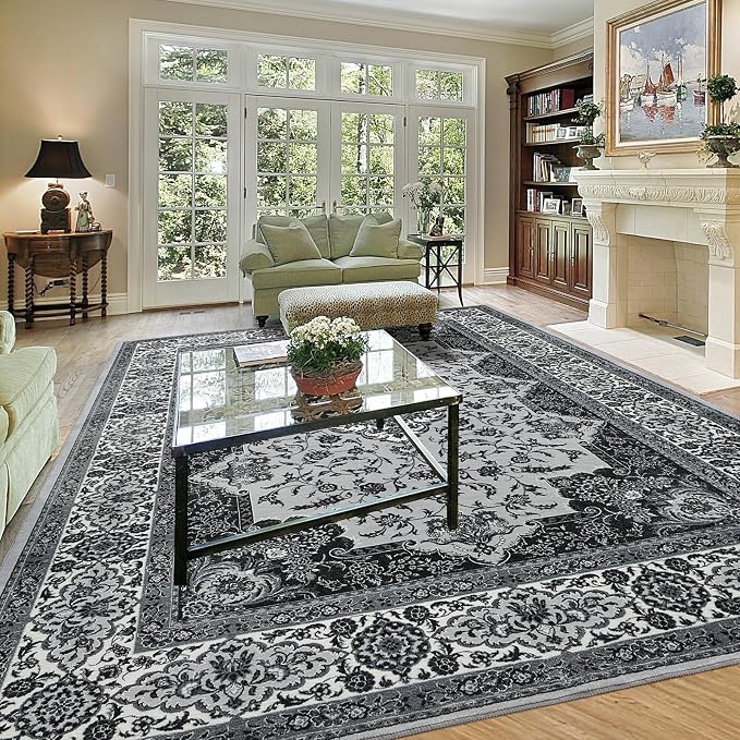 Area Rug for Living Room, Machine Washable Grey Rugs for Bedroom, 6x9Ft - Image 5