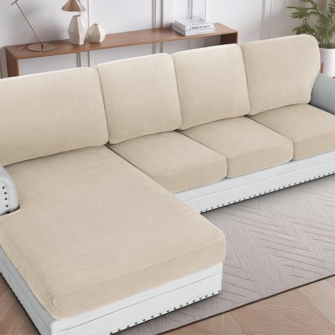 H.VERSAILTEX Sectional Couch Covers 4 Pieces Sofa Seat Cushion Covers L Shape by HVERSAILTEX