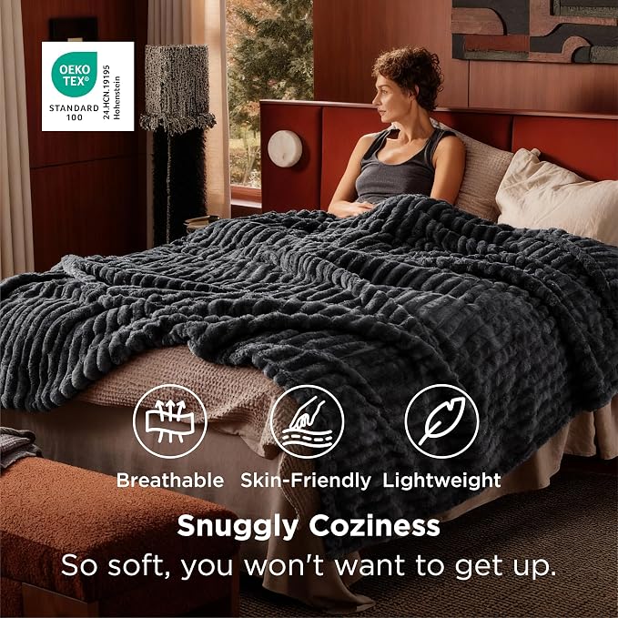 Bedsure GentleSoft Grey Fleece King Blanket - Image 2