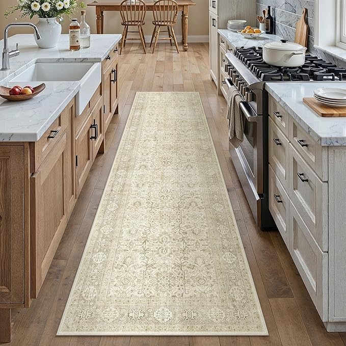 PureCozy Beige Runner Rug 2x8 Vintage Area Carpet Hallway Long Indoor Kitchen - Image 5