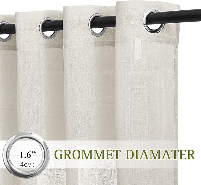 NICETOWN Semi Sheer Curtains Linen Blend Extra Wide - Image 2