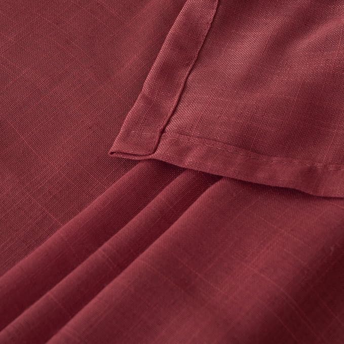BGment Burgundy Linen Curtains 45 Inch Length - Image 8