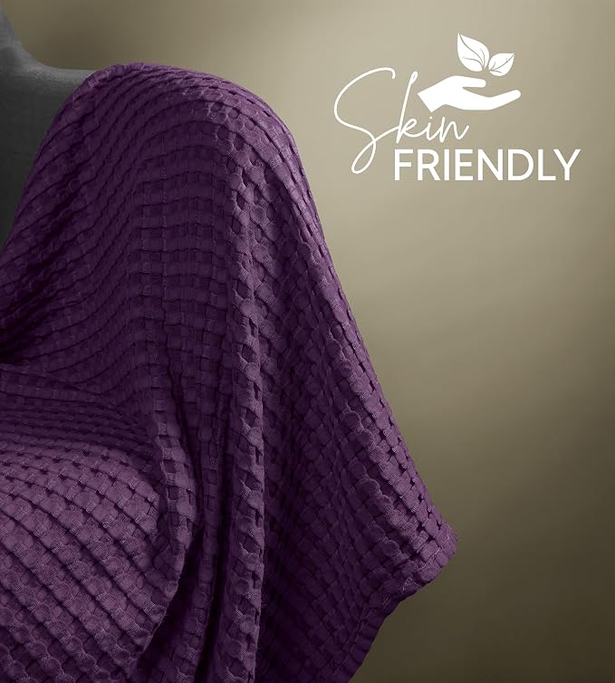 Utopia Bedding Plum 100% Cotton Waffle Blanket 300 GSM Soft Lightweight - Image 9