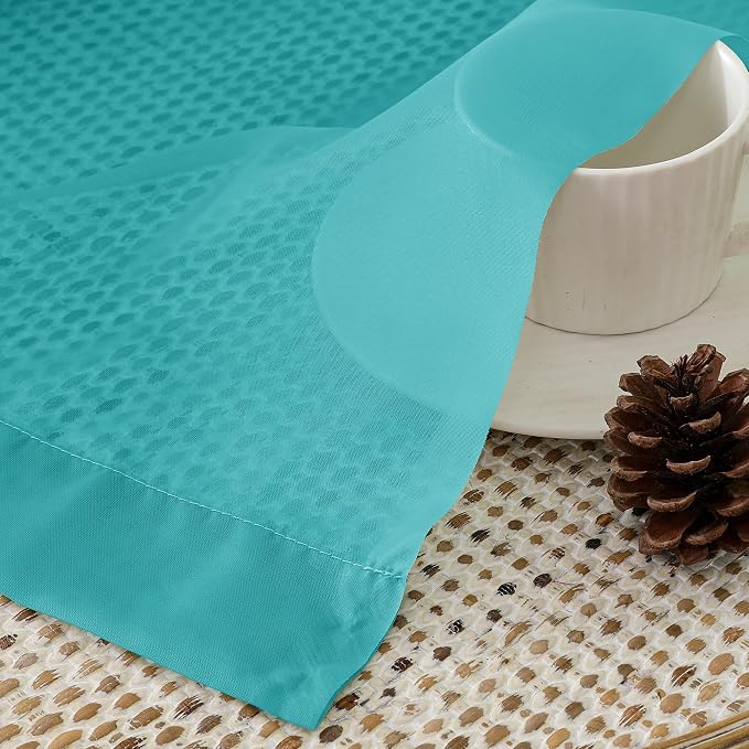 Aiyufeng Turquoise Sheer Curtains 63 Inch Length 2 Panels Set, Light Filtering - Image 6