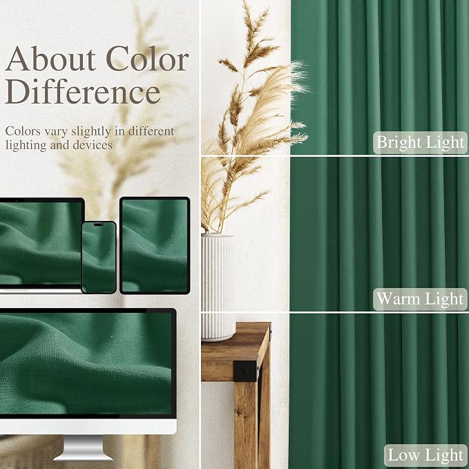 Extra Long Dark Green Linen Curtains 120 Inch - Image 3