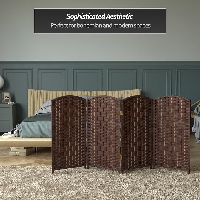 Red Lantern 3 ft. Short Diamond Weave Fiber Folding Screen - Image 6