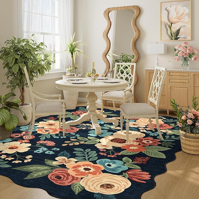 DUKINO 4x6 Area Rug, Floral Non-Slip Indoor Washable Rug - Image 7