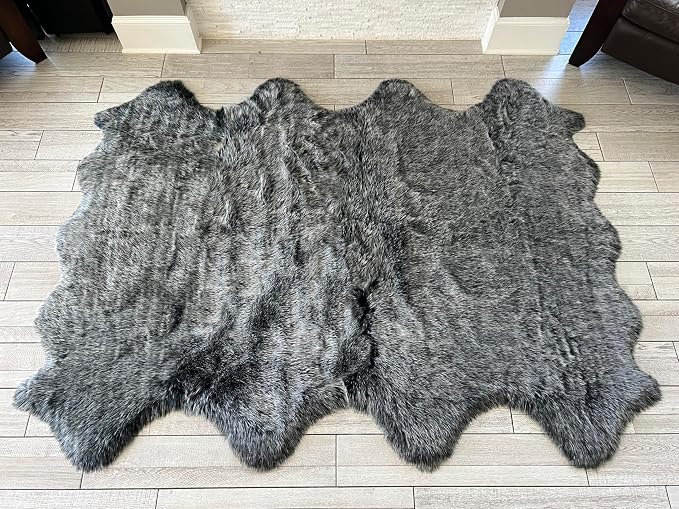 Free Shape Luxury Soft Fluffy Shag Area Rug Octo 8 Pelts 6'x8', 180x240 cm by LAMBZYRUGS